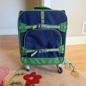 Pottery Barn Kids Navy and Green Rolling Suitcase